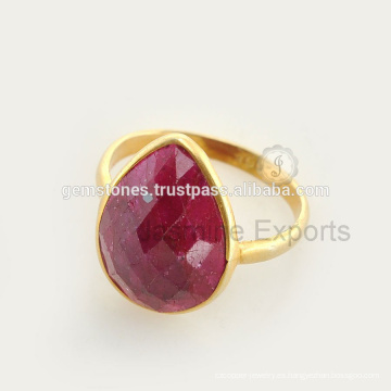 Venta al por mayor mejor calidad Gemstone Bezel anillos, 925 Sterling Silver Gold Plated Gemstone Bezel anillos bisel joyas